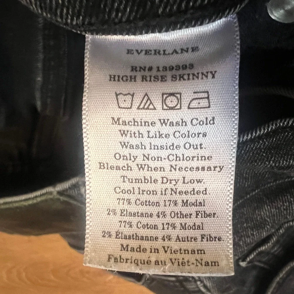 Everlane High‎ Rise Skinny Authentic Stretch Jeans Womens Size 27 Black